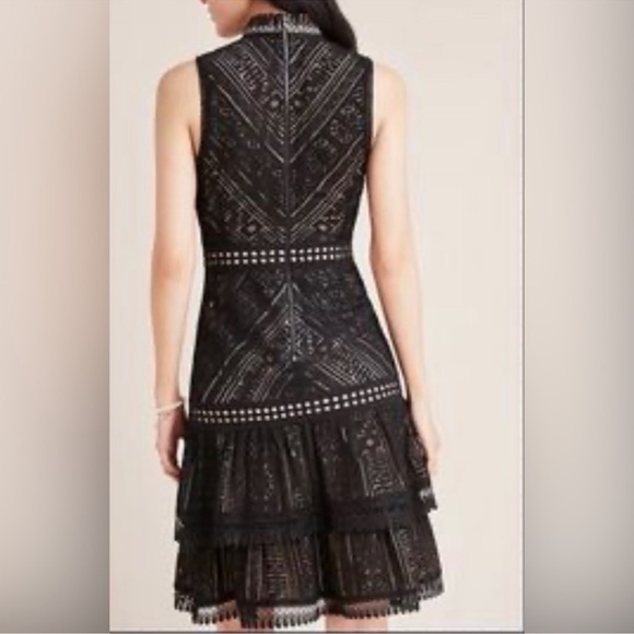 NWT Anthropologie Hailee C Bella Black Lace Knee Length Dress medium - Picture 2 of 11